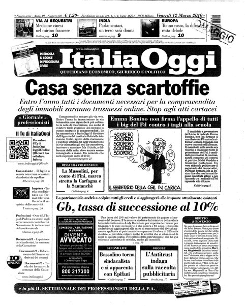 Italia oggi : quotidiano di economia finanza e politica